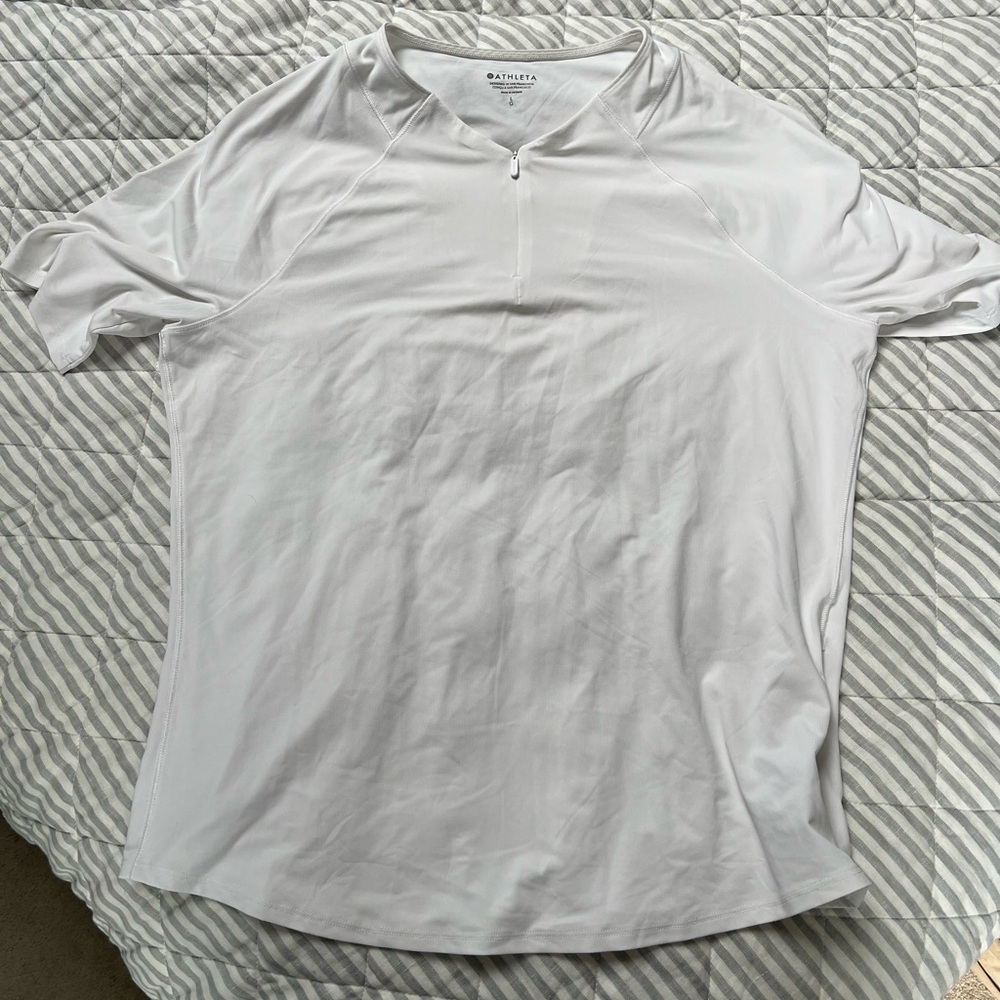Athleta White Zip-Up Athletic Top, Golf, Pickleball L